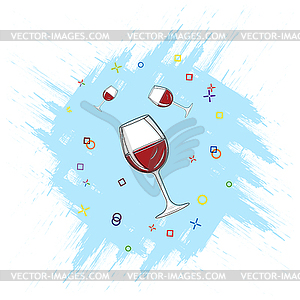 Glass glasses of different sizes with red wine - vector clipart