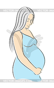 Color drawing of pregnant woman. on white ba - vector image