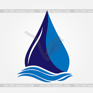 Drop and sea wave. Color icon. Simple stock icon fo - vector image