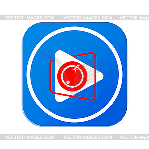 Abstract icon with start button and lens. icon - vector image