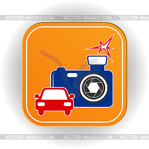 Icon, camera with flash to control movement of cars - vector image