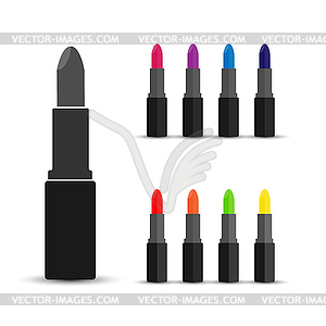 Lipstick Icon. Set of stock color s, flat des - vector clip art