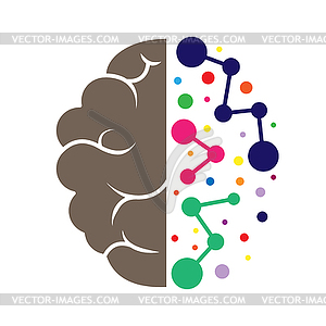 Left and right hemisphere of brain. Geometric - vector clip art