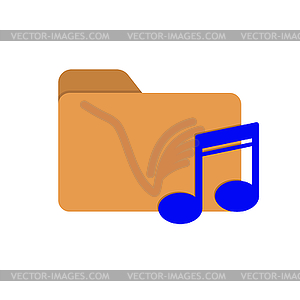 Color icon of folder with note. music symbol - vector image
