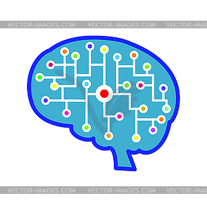 Головной мозг. Искусственный или электронный интеллект - векторное графическое изображение