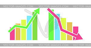 Набор значков графиков роста и снижения - изображение в векторе / векторный клипарт