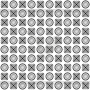 Seamless pattern of circles and intersecting lines - vector clipart