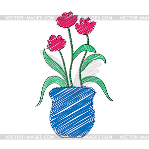 Color flower in Doodle style. Stock - color vector clipart