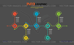 Инфографика. Шаблон из пяти этапов. Для сети - векторный дизайн