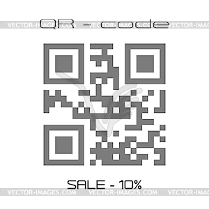 Реальная продажа QR-кода - 10 процентов. Логотип, наклейка для - векторное изображение