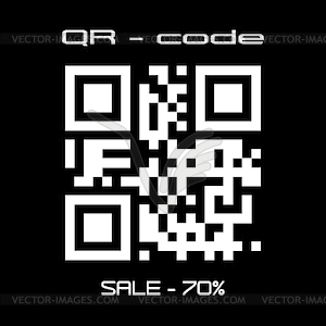 Real QR code sale - 70 percent. Logo, sticker for - vector clip art