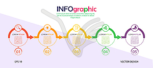 Инфографика. Шаблон из пяти этапов. Для сети - изображение векторного клипарта