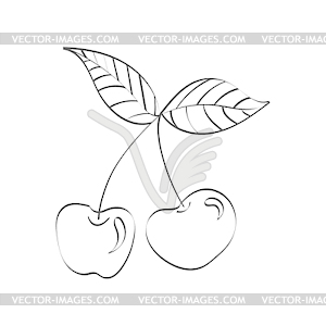 Drawn cherry tree in Doodle style for design and - vector clipart