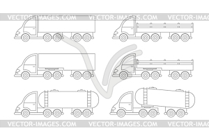 Набор значок грузовика. Простой дизайн, пустой контур - клипарт в векторном виде