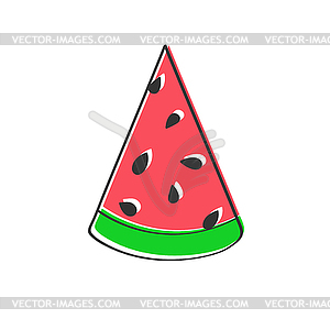 Colored Watermelon Slice In Doodle Style Drawing Vector Clipart