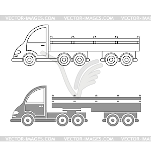 Set of icon tractor with trailer. Simple design, - vector clip art