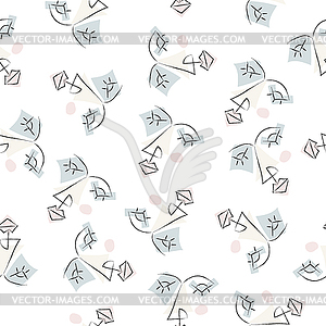 Seamless pattern with drawn abstract portrait. - vector clipart