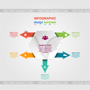 Infographics five steps for project design, - vector clipart