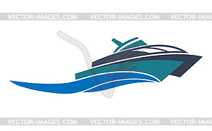 Simple icon, flat logo of boat, ferry or ship - vector clip art