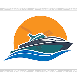 Simple icon, flat logo of boat, ferry or ship on - vector clipart