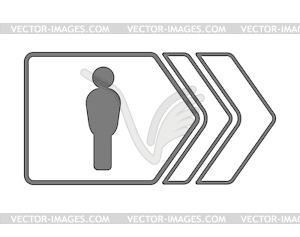 Signpost with silhouette of man on white - vector clipart