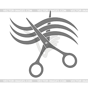 Scissors and lock of hair, on w - vector image
