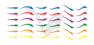 Set of multi-colored arrows of different shapes - vector EPS clipart