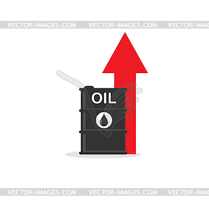 Barrel labeled oil and an up arrow. Simple color - vector image