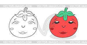 Cute cartoon tomato. set for scrapbooking, - vector clipart / vector image