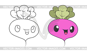 Cute cartoon beetroot. set for scrapbooking, - vector clip art