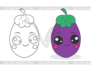 Cute cartoon eggplant. set for scrapbooking, - color vector clipart