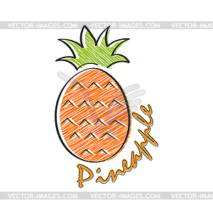 Pineapple in Doodle style for theme desig - vector image