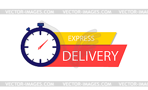 Stylized lettering Express delivery, with hours - vector clip art