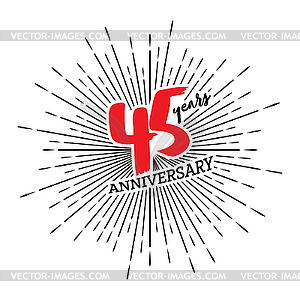 Number 45 on background of fireworks. - vector clipart