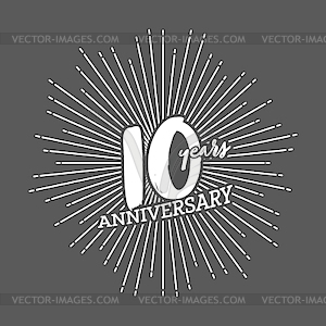 Number 10 on background of fireworks. - vector clipart