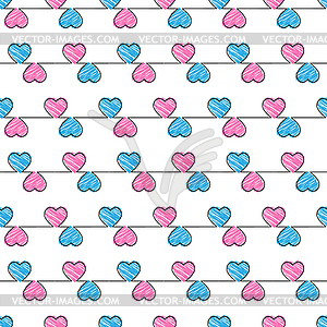 Seamless Doodle-style heart pattern for simple - vector image