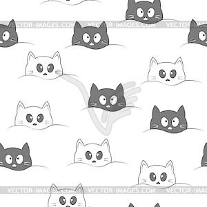 Seamless pattern with cute cat face for simple - vector image