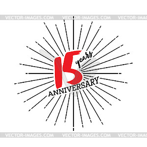 Number 15 on background of fireworks. - vector clip art