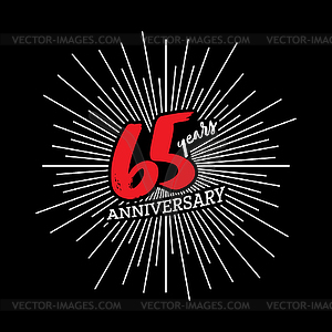 Number 65 on background of fireworks. - vector clipart