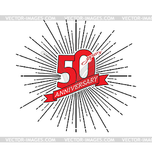 Number 50 with greeting ribbon on background of - vector image