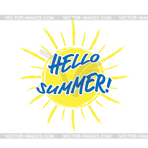 Стилизованная надпись HELLO SUMMER. для банне - клипарт в формате EPS