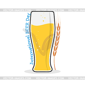 Glass of beer with inscription INTERNATIONAL BEER - vector image
