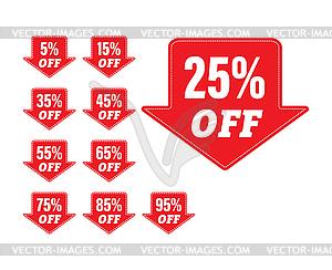 Set of stickers with percentage discount for - vector image