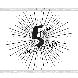 Number 5 on background of fireworks. Congratulation - vector clip art