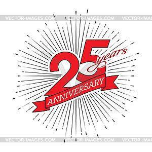 25th anniversary. Greeting inscription with salute and - vector clipart / vector image