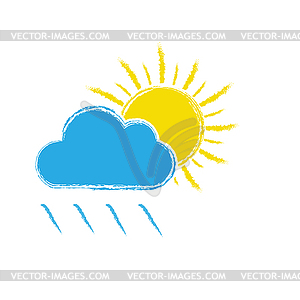 Солнце за облаком с дождем. для тематического дес - изображение в формате EPS