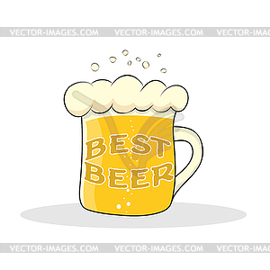 Beer mug with inscription BEST BEER for stickers, - vector clipart