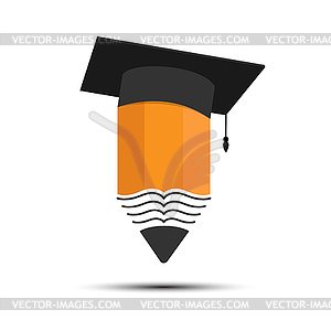 Pencil and cap of graduate. Color for - vector clipart