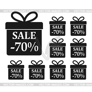 Gift box with discount size. set of icons on a - royalty-free vector clipart