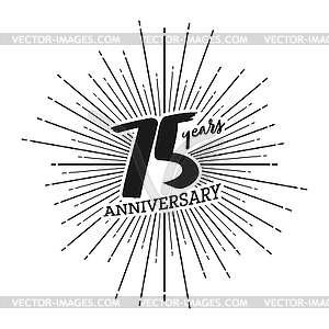 Number 75 on background of fireworks. - vector clipart